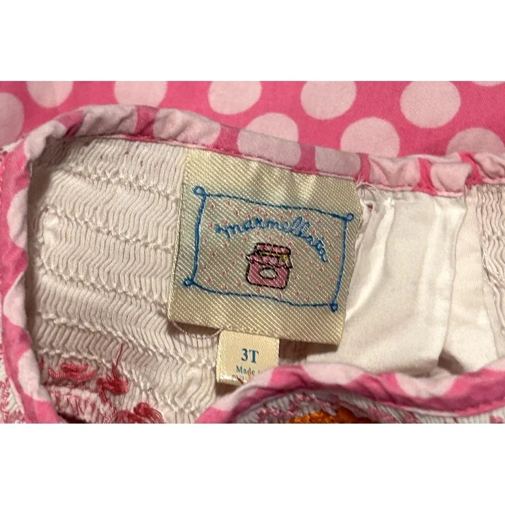 Girl's marmellata smocked Dress Pink Polka Dots Owls Butterflies Flowers Size 3T